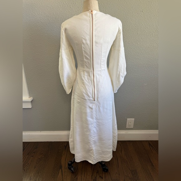 NWT Tibi Ivory Marta Corset Midi Dress Size 0 Linen‎ Blend - Picture 6 of 9